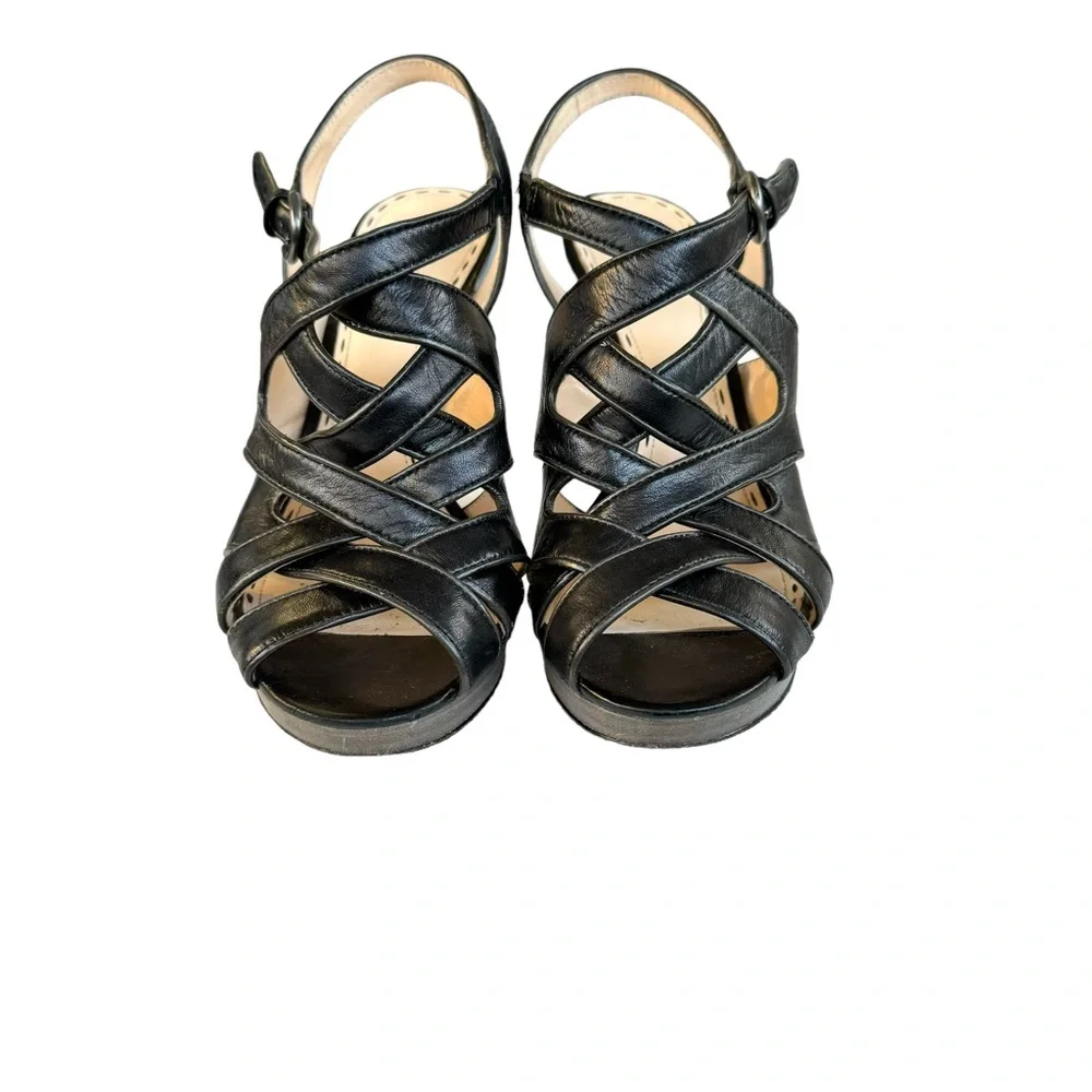 Coach Alba Sandals Black Leather Strappy Platform - Picture 9 of 13